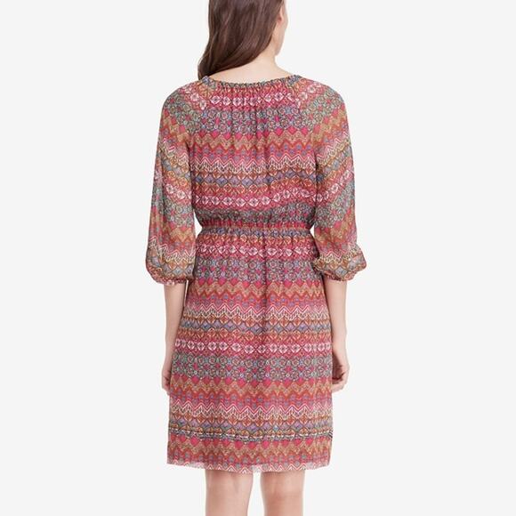Diane Von Furstenberg Silk Peasant Parry Printed Blouson Dress Pink 8 - Picture 11 of 12